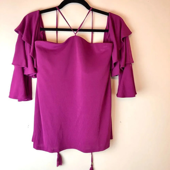 WHBM | Off the Shoulder 3/4 Tiered Top - Picture 2 of 6